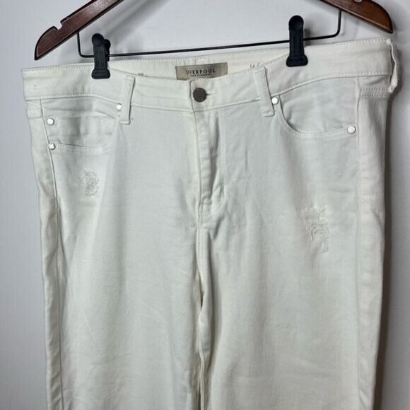 Liverpool Jeans Company Women’s Size 14 Distressed Raw Hem Jeans White Denim - Picture 3 of 11